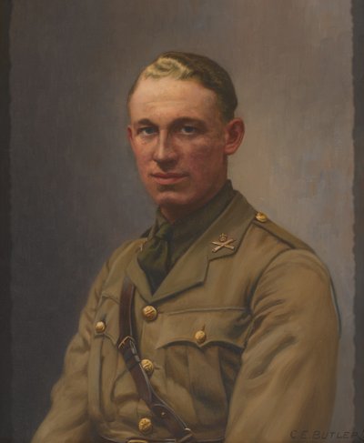Leutnant A L Bobby, Maschinengewehrkorps und Middlesex-Regiment, um 1917 von Charles Ernest Butler