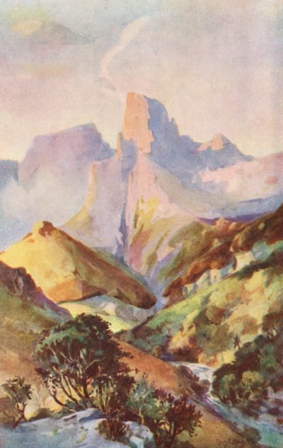 Der Wächter, ein majestätischer Gipfel der Drakensberge von Charles Ernest Peers