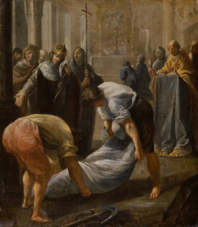 Die Einhüllung von Abt Suger in der Basilika von St. Denis in Paris, in Anwesenheit von König Ludwig VII. von Frankreich, 1152 von Charles Errard