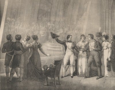 Napoleon und Josephine besuchen das Atelier von David, 4. Januar 1808, ca. 1820-30 von Charles Etienne Pierre Motte