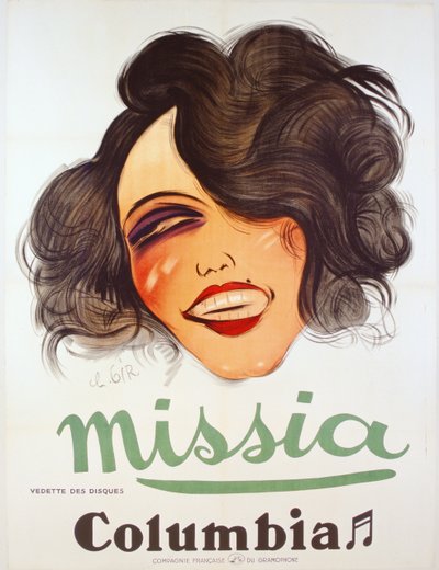 Columbia Records Plakat, Werbung für die französische Chanteuse Missia, ca. 1935 von Charles Felix Gir