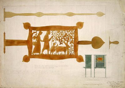 Entwurf für ein Schreibtisch-Messing-Scharnier von Charles Francis Annesley Voysey