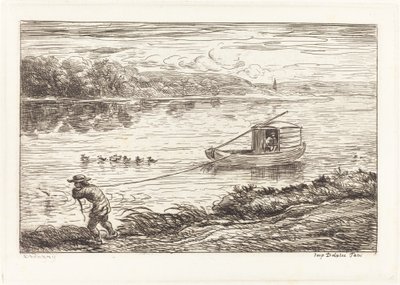 Schiffsjunge zieht das Seil (Le Mousse tirant le cordeau) von Charles Francois Daubigny