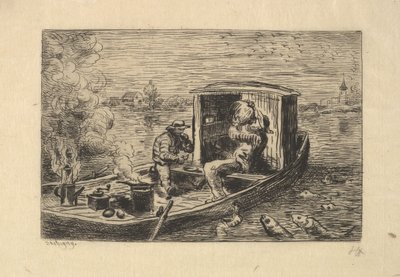 Ein Mahlzeit verschlingen, 1861 von Charles Francois Daubigny