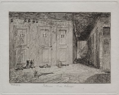 Innenraum eines Gasthauses von Charles Francois Daubigny