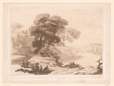 Landschaft mit Hirten und Vieh am Flussufer von Charles Francois Daubigny