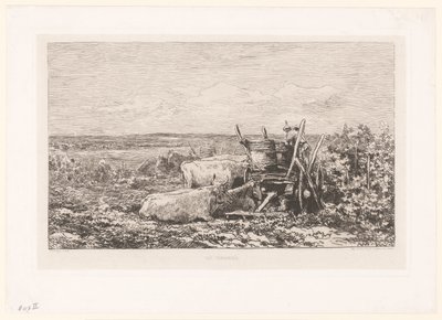 Landschaft mit ruhendem Vieh zwischen Weinreben von Charles Francois Daubigny