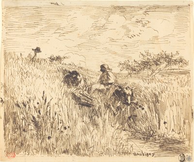 Pfad durch ein Weizenfeld von Charles Francois Daubigny