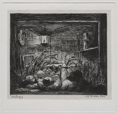 Die Bootsfahrt: Übernachtung an Bord des Botin, Nacht auf dem Boot, 1861 von Charles Francois Daubigny