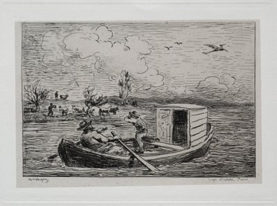 Die Bootsfahrt: Le Mot de Cambronne (Der Schimpfwortwechsel) von Charles Francois Daubigny
