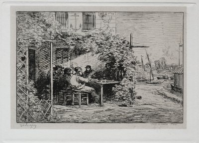 Die Bootsfahrt: Das Mittagessen vor dem Einschiffen in Asnières, 1861 von Charles Francois Daubigny