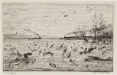 Die Fische freuen sich über die Abreise des Kabinenjungen von Charles Francois Daubigny