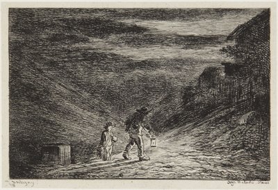Die Suche nach einem Gasthaus von Charles Francois Daubigny