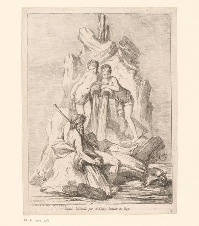 Brunnen mit zwei Nymphen und einem Flussgott von Charles Francois Hutin