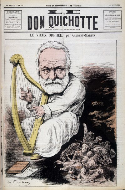 Der alte Orpheus: Karikatur über Victor Hugo und Russland - von Gilbert-Martin (Gilbert Martin), in „Don Quixote“ vom 23.06.1882 von Charles Gilbert Martin