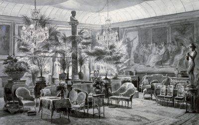 Wintergarten der Prinzessin Mathilde, Gouache und Tuschzeichnung von Charles Giraud von Charles Giraud