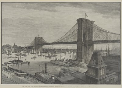 Die New York und Brooklyn Hängebrücke von der Brooklyn-Seite, späte 1800er von Charles Graham