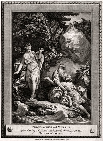 Telemach und Mentor nach einem Schiffbruch auf der Insel Kalypso von Charles Grignion