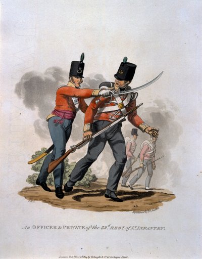 Ein Offizier und ein Soldat des 53. Regiments der leichten Infanterie, aus 