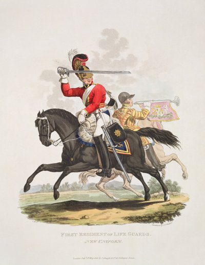 Erstes Regiment der Life Guards, neue Uniform, graviert von Joseph Constantine Stadler, 1815 von Charles Hamilton Smith