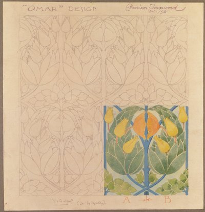 Omar, Entwurf für ein Seiden- und Woll-Doppelgewebe, 1898 von Charles Harrison Townsend