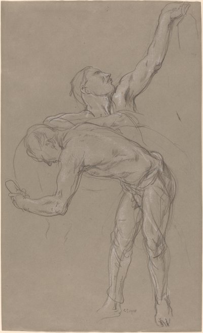 Zwei männliche Figuren: Studie für "Der barmherzige Samariter" von Charles Hazelwood Shannon