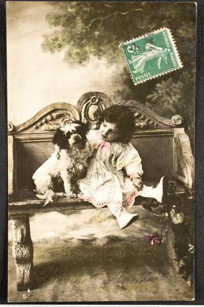 Alte Postkarte/Frohes Neues Jahr/Wunsch/Kind von Augustus Kollner