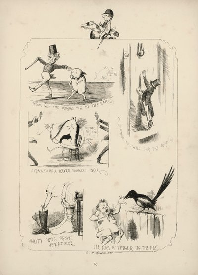 Seite aus Sprüche mit Bildern von Charles H Bennett von Charles Henry (after) Bennett