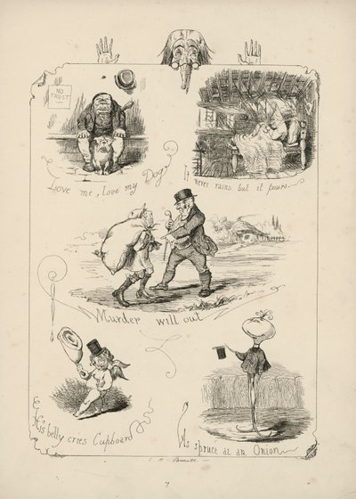 Seite aus Sprüche mit Bildern von Charles H Bennett von Charles Henry (after) Bennett