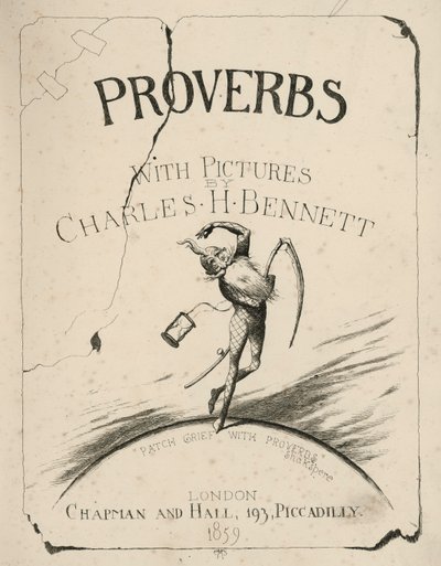Titelseitenillustration für Sprichwörter mit Bildern (Gravur) von Charles Henry (after) Bennett