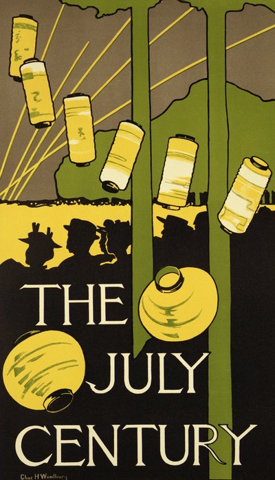 Reproduktion eines Plakats, das für die Juli-Ausgabe des Century Magazine wirbt, veröffentlicht in New York von Charles Herbert Woodbury