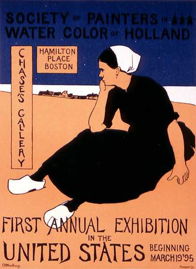 Reproduktion eines Plakats, das die erste jährliche Ausstellung in den Vereinigten Staaten der 