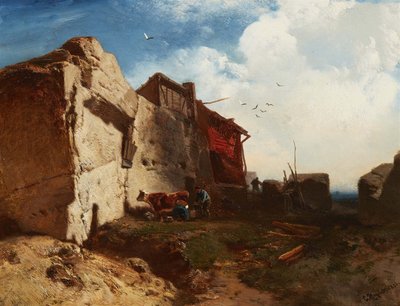 Bauernhof auf einer Felsenküste von Charles Hoguet