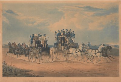 Postkutschen: Die Brighton Day Mails, die über Hookwood Common fahren von Charles Hunt