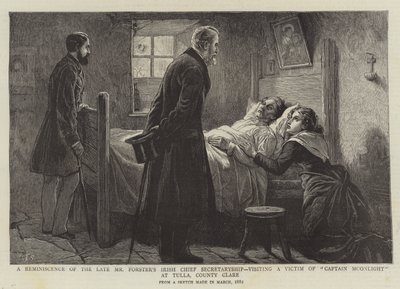 Eine Erinnerung an die irische Chefsekretärschaft des verstorbenen Mr. Forster, Besuch eines Opfers von Captain Moonlight in Tulla, County Clare von Charles J. Staniland