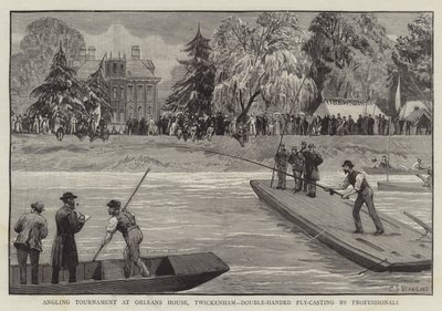 Anglerturnier im Orleans House, Twickenham, Doppelhand-Fliegenfischen von Profis von Charles J. Staniland