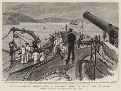 Die Marine-Manöver, Anker lichten an Bord der HMS Benbow der C-Flotte, vor Torquay von Charles J. Staniland