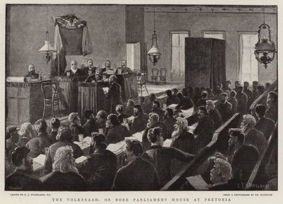 Das Volksraad, oder Boer-Parlamentshaus in Pretoria von Charles J. Staniland
