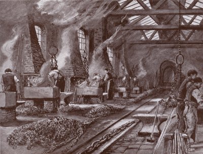 Kettenherstellung für das Schiff von Charles John de (after) Lacy