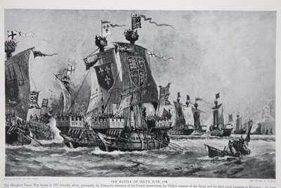 Die Schlacht von Sluys, 24. Juni 1340, Illustration aus 