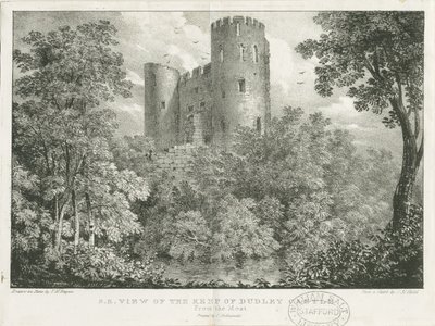 Dudley Castle - Der Bergfried (Gravur) von Charles Joseph Hullmandel