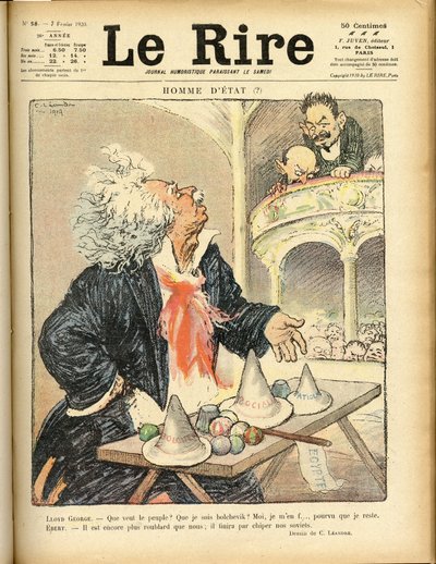 Illustration für das Cover von Le Rire, 07/02/1920 - Staatsmann - David Lloyd George und Ebert Friedrich (1871-1925) von Charles Leandre