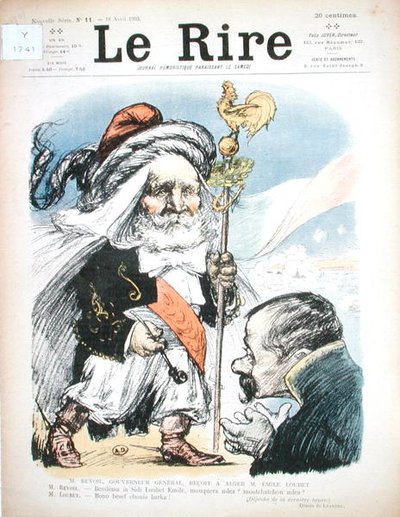 Empfang von Präsident Emile Loubet durch den Generalgouverneur von Algerien, A.J.P. Revoil, Karikatur aus 