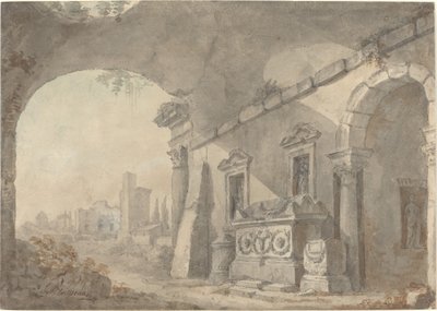 Römische Ruinen mit einem Grabmal von Charles Louis Clerisseau