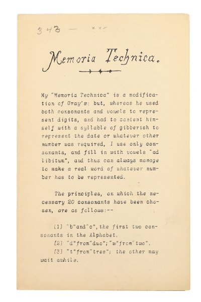 Memoria Technica, Oxford von Charles Lutwidge Dodgson