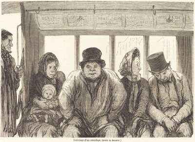 Innenraum eines Omnibusses [untere Hälfte] von Charles Maurand after Honoré Daumier