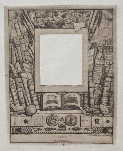 Entwurf für einen Rahmen für das Porträt von Armand Guéraud von Charles Meryon