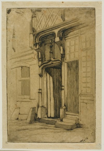 Tür eines alten Klosters in der Rue Mirabeau, Bourges von Charles Meryon