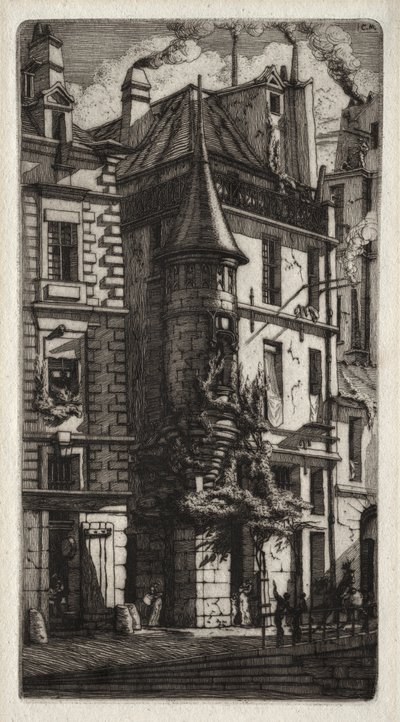 Radierungen von Paris: Haus mit einem Turm, Weberstraße, 1852 von Charles Meryon