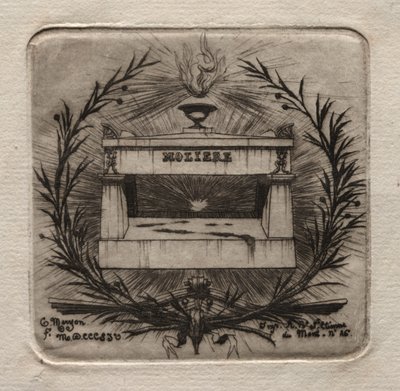 Radierungen von Paris: Molières Grab im Père Lachaise Friedhof, 1854 von Charles Meryon